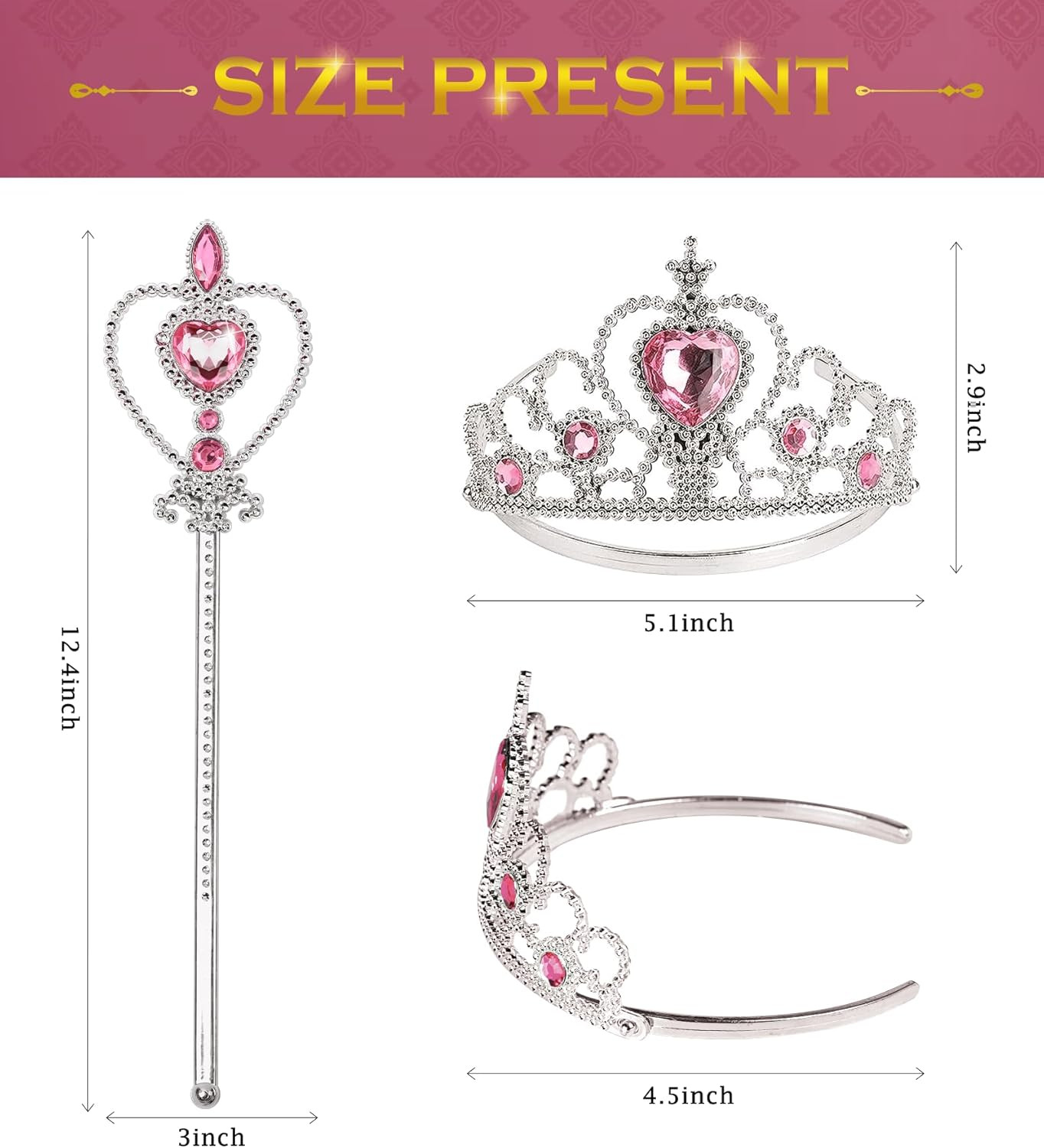 Princess Dress up Accessories Princess Crown Tiara for Little Girls, Toddler Tia