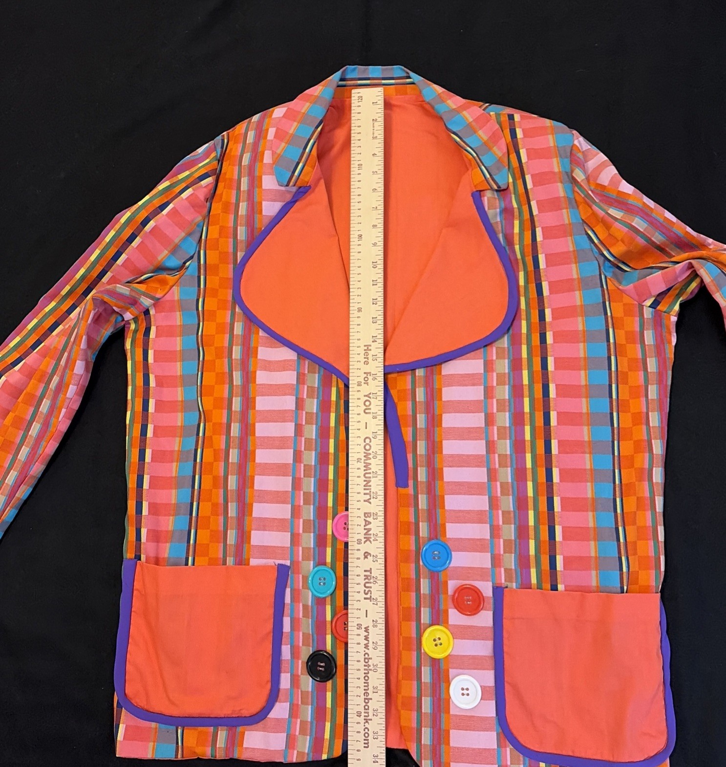 Striped Professional Clown Parade Coat Blazer Costume Pockets Extra Large Party