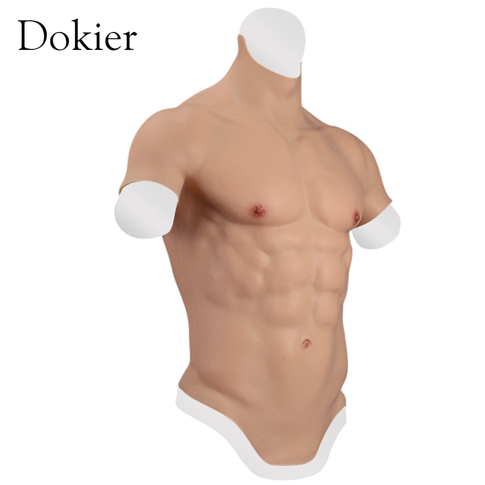Dokier Realistic Silicone Fake Male Chest Abdominal Muscle Simulation Vest Suit