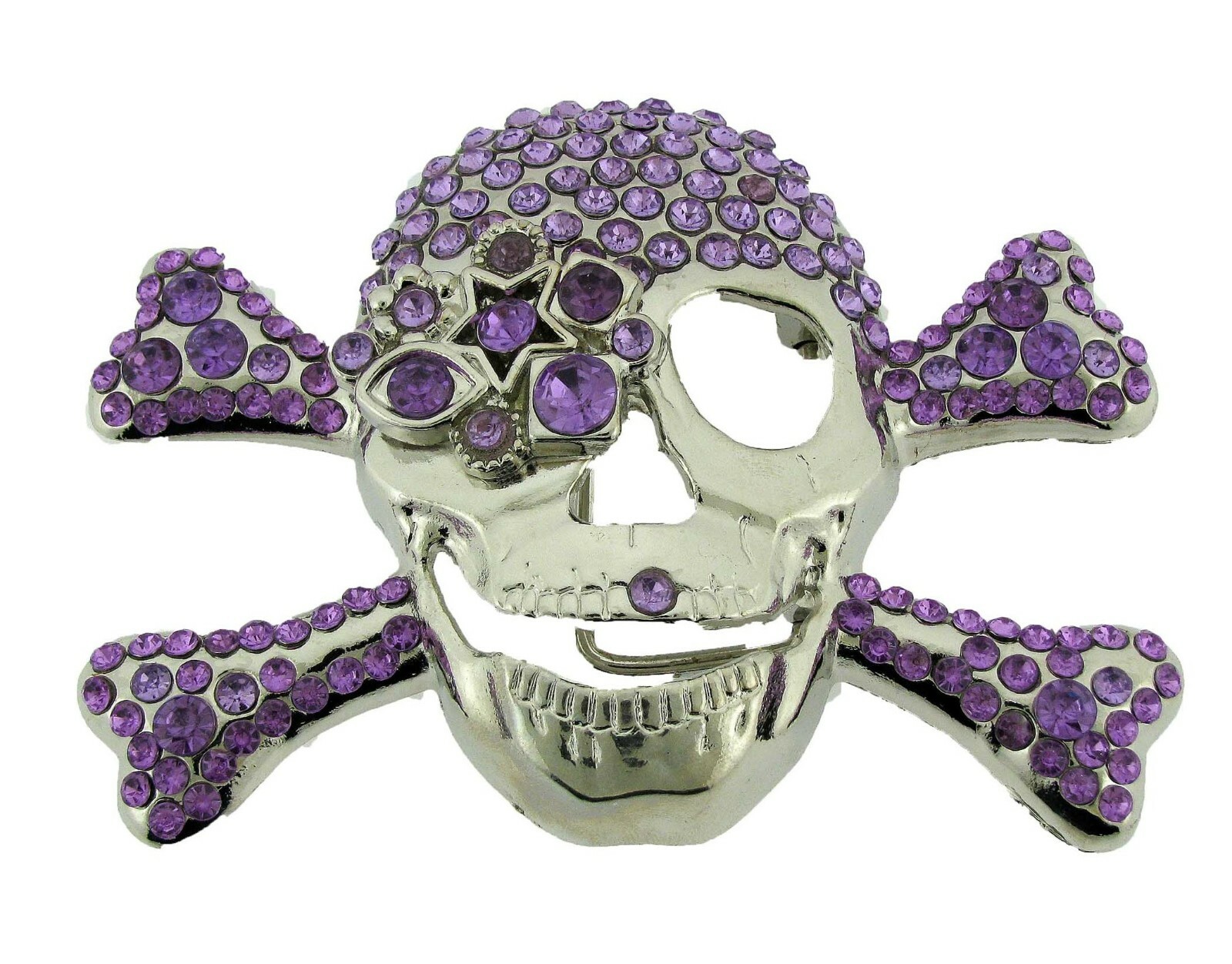 Skull Belt Buckle Men’s Women Blinged Out Rhinestones Rock Hip Halloween Costume