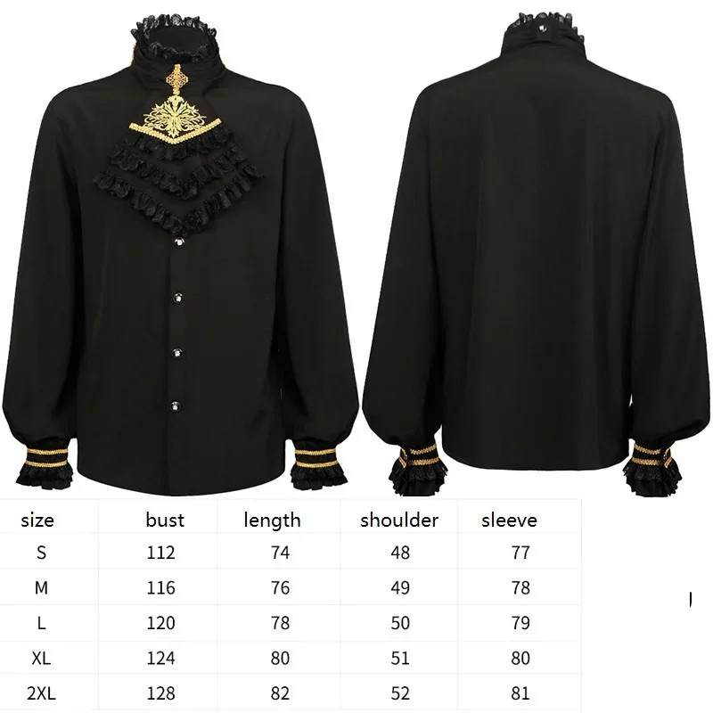 Men’s Gothic Costume Set Black Medieval Gentleman Tailcoat Black Shirt Steampunk