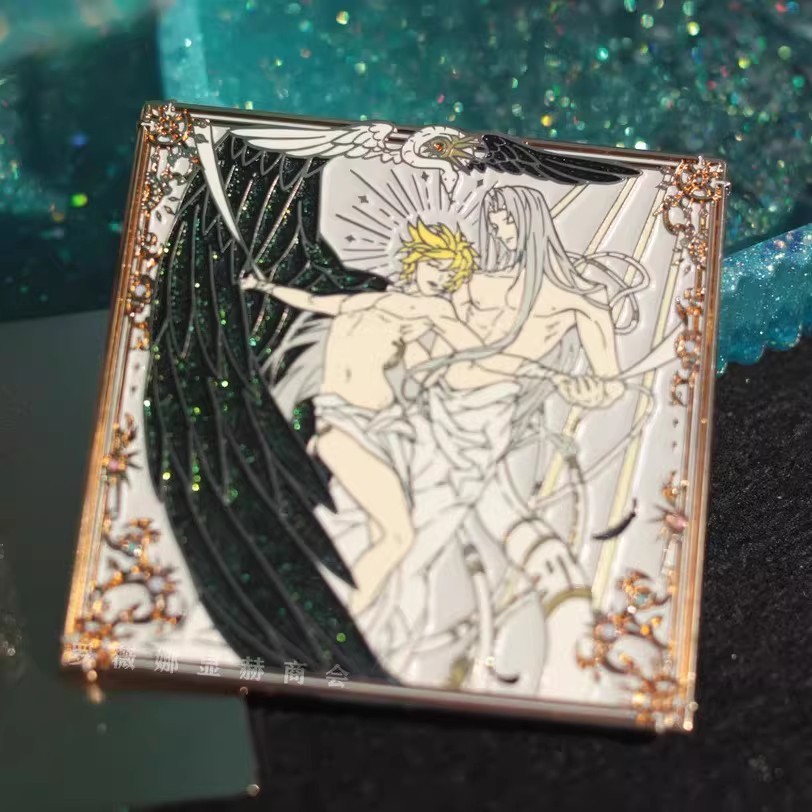 Final Fantasy FF7 Sephiroth Cloud Strife Kiss Metal Badge Pin Brooch Toy Anime