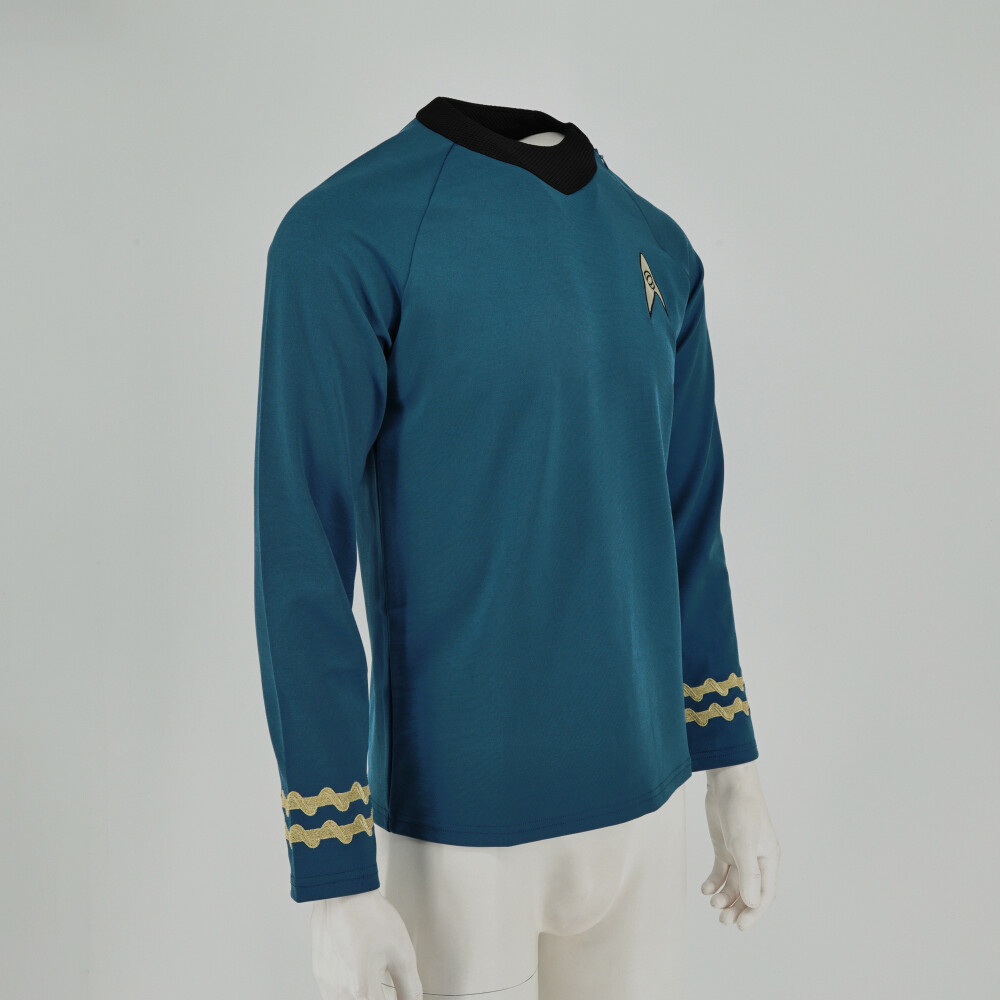 The Original Series Spock Blue Shirt Cosplay TOS Costumes Uniform New