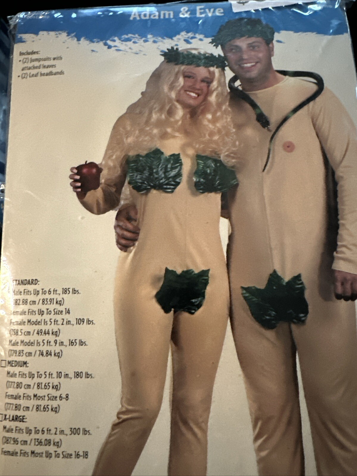 Adam and Eve Costume Fun World Standard Size His /Hers Matching Costumes