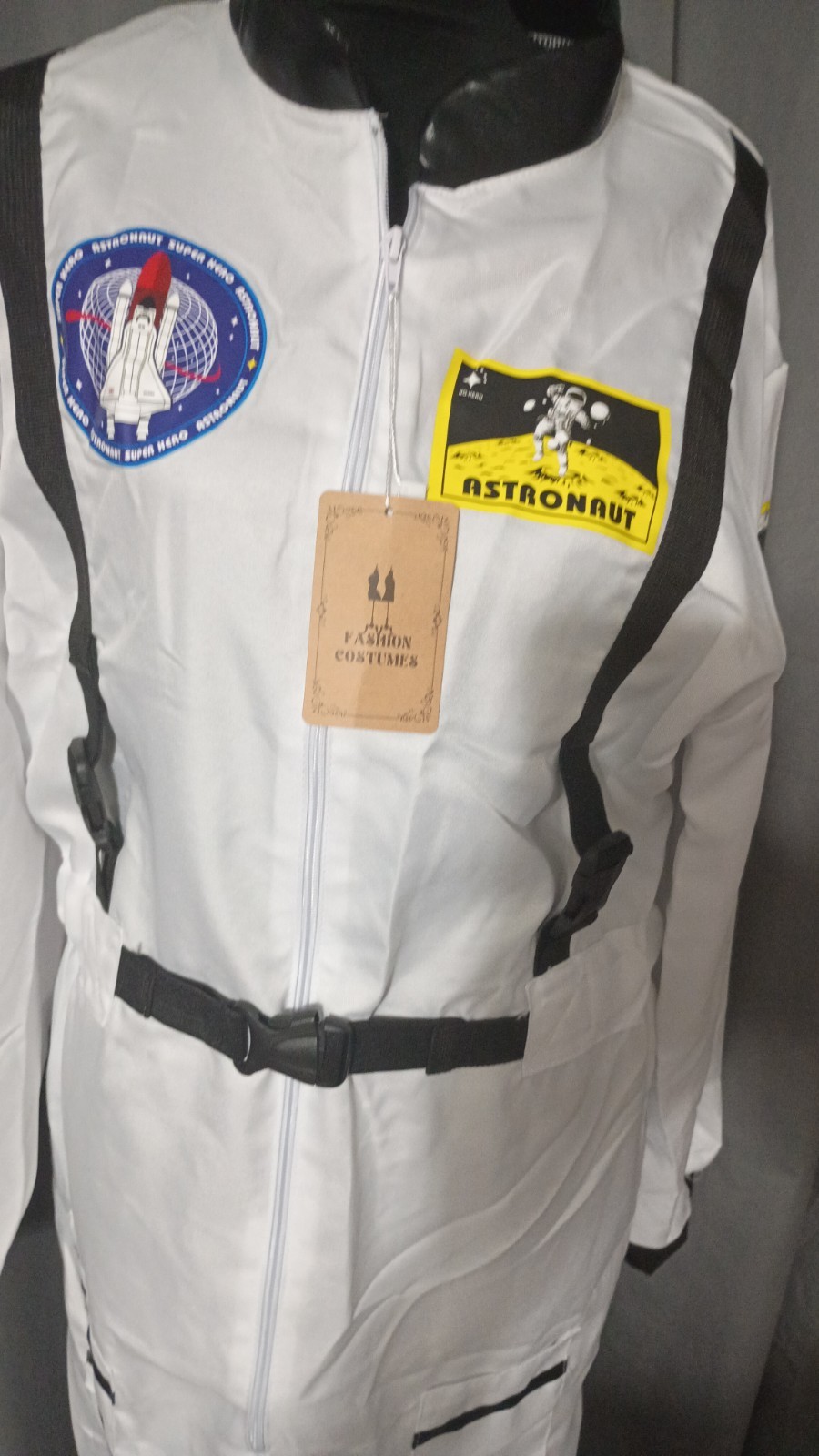 Fashion Costumes Astronaut Zip-Up Belted Jumpsuit Costume White/Black Adult XL