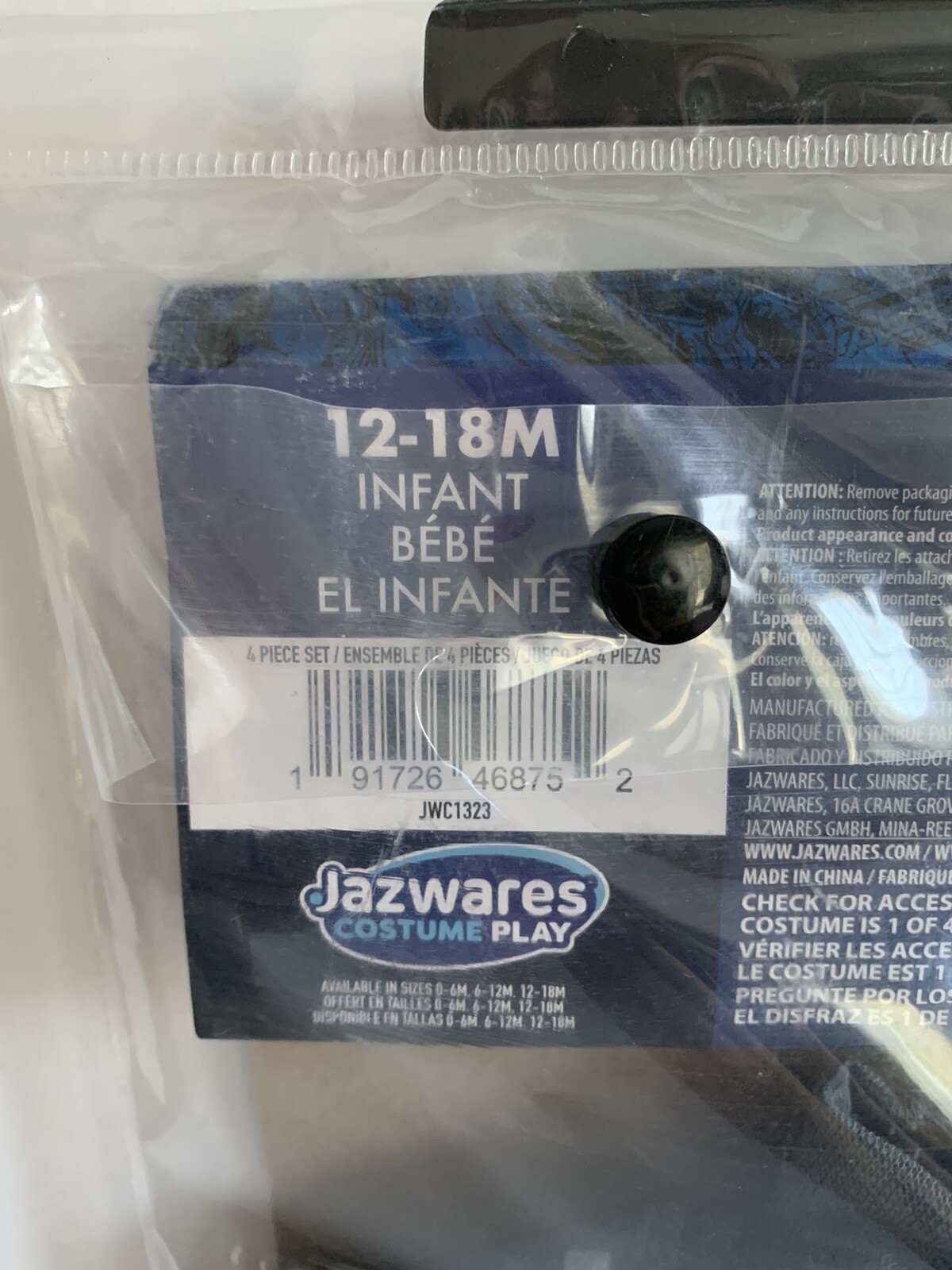 Jazwares Disney Junior Marvel NEW Black Panther Costume Size 12-18 Months