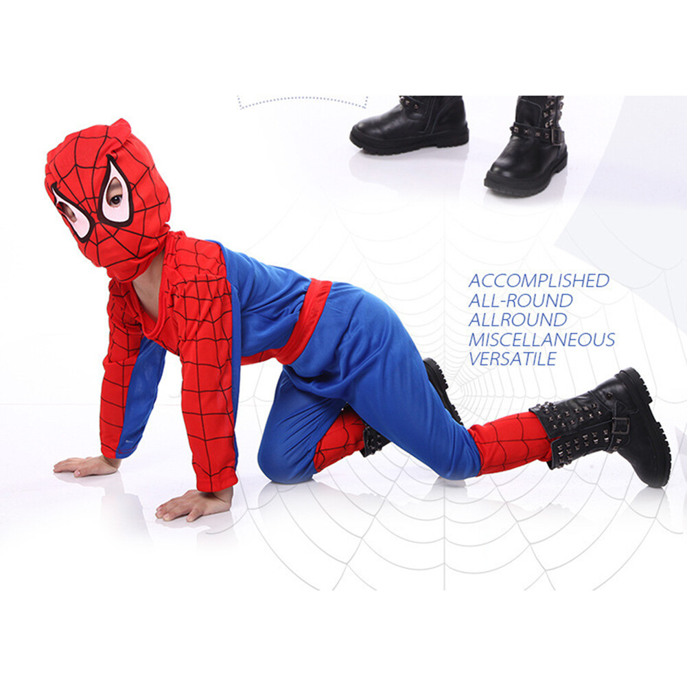 Kids SpiderMan Cosplay Costume Boys Tobey Maguire Outfit Jumpsuit Clothes 3-7Age