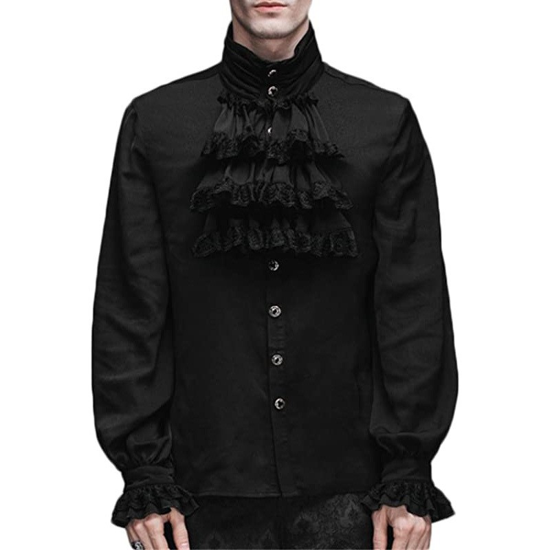 Men’s Pirate Renaissance Medieval Victorian Steampunk Gothic Vampire Shirt Top