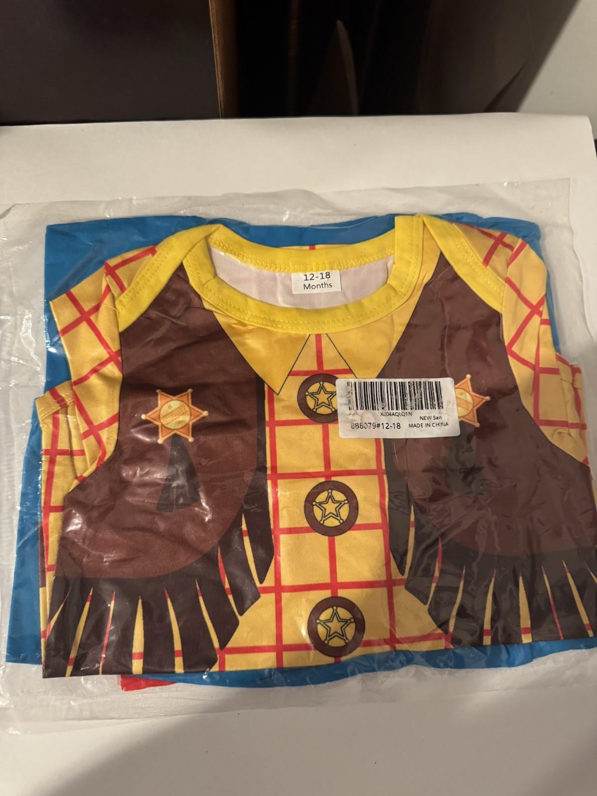 NIP Toy Story Inspired Sheriff Woody Costume Baby Size 12-18 Months W/ Hat Scarf