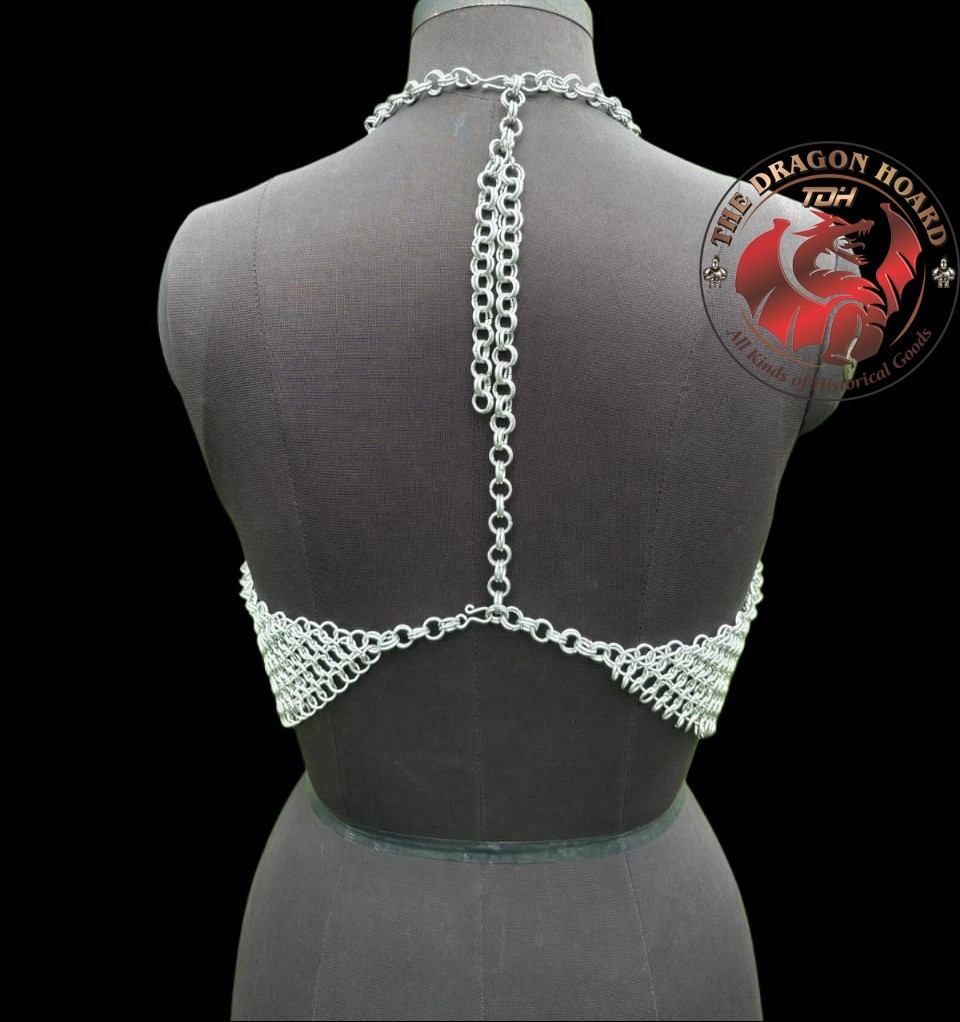medieval aluminum chainmail fantasy bra TOP for Halloween cosplay event larp