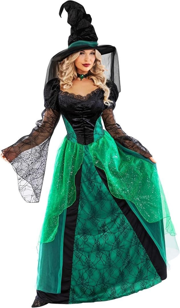🕸 New ENCHANTING WITCH Halloween Costume by Morph * Size MEDIUM (8-10) Green 🕸