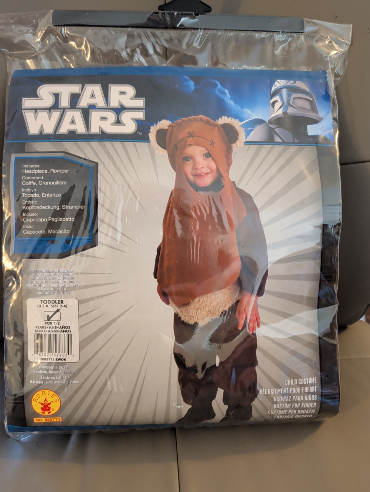 Rubies Star Wars Ewok Toddler Costume Brown Fuzzy Bodysuit and Hood