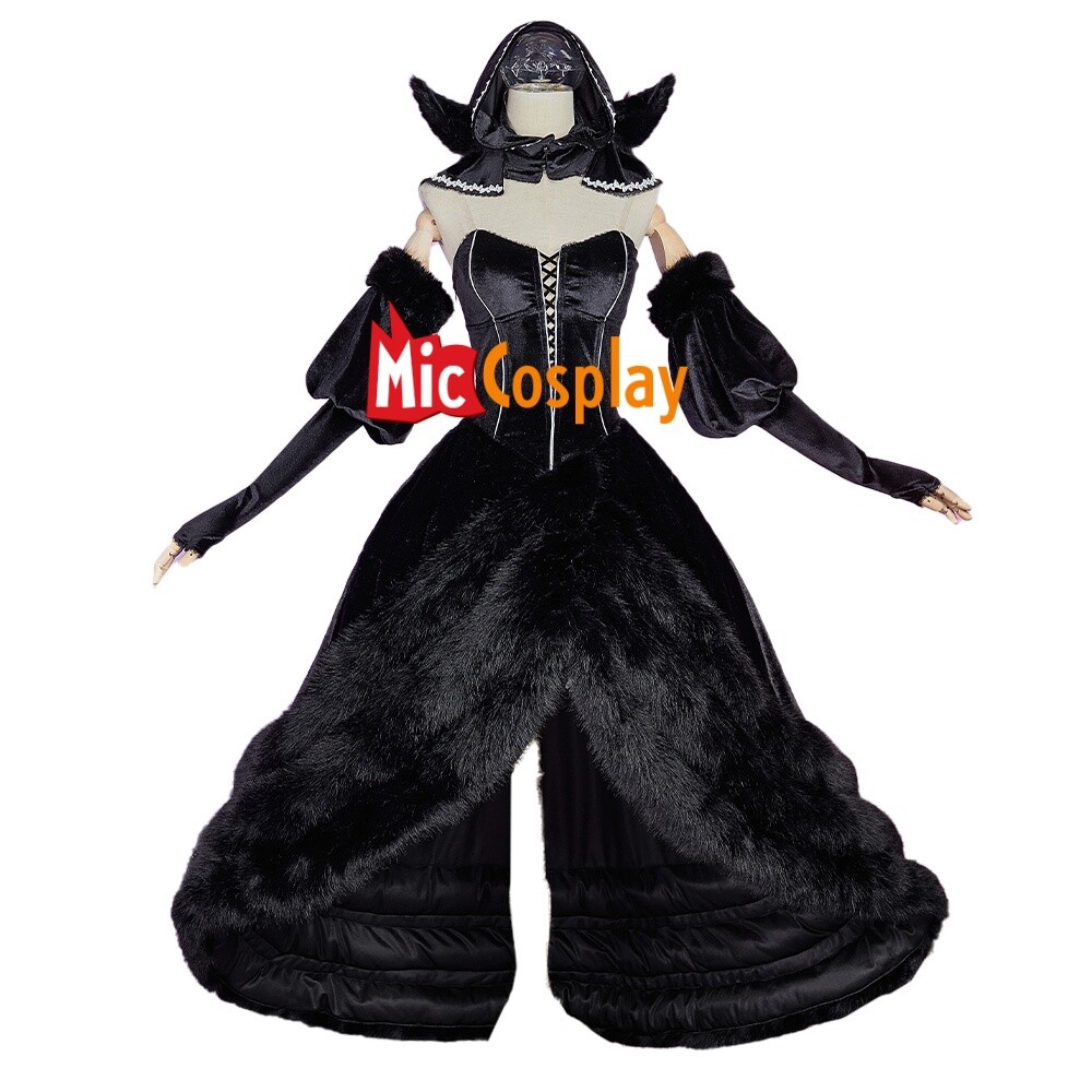 Marcille Donato Cosplay Costume Black Dress Set with Headscarf Sleeves and Ears
