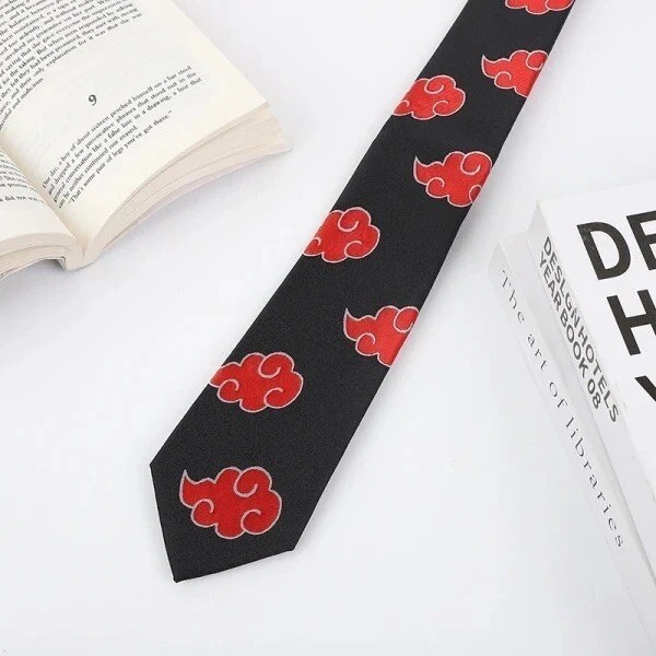 Naruto Akatsuki Red Cloud Tie Cosplay Novelty Necktie Gift Men’s Women’s
