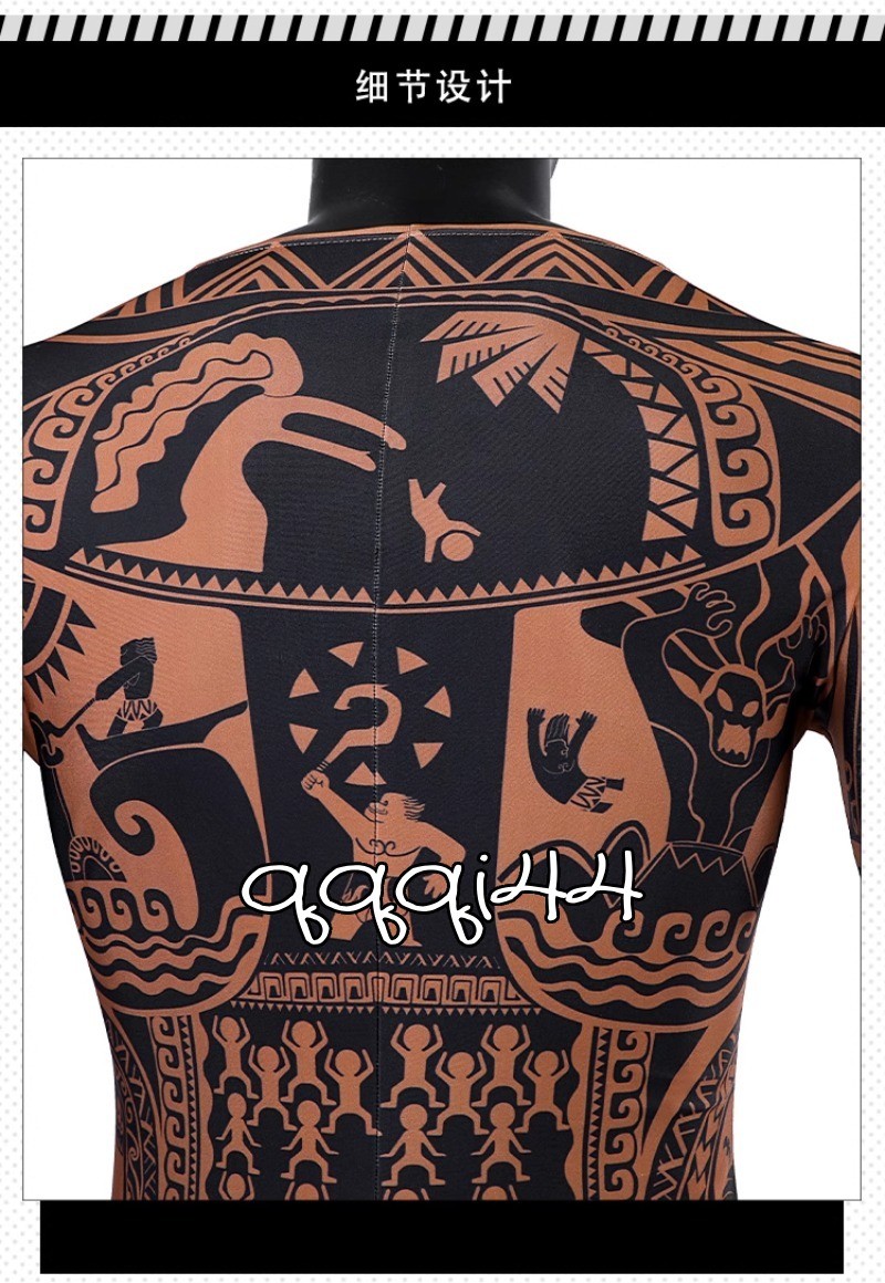 Moana Maui Cosplay Bodysuit Printing Leotard Full Costume Accessory Suit Gifts