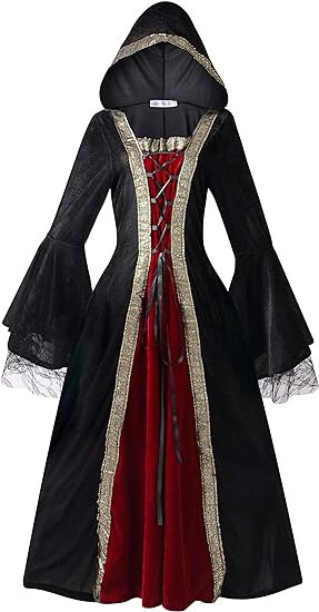Fashion Women Cosplay Hoodie Medieval Gothic Witch Wizard Halloween Costume