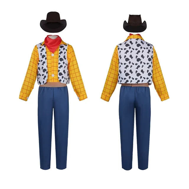 Toy Story Woody Halloween Cosplay Costume Cowboy Men’s Cloth Outfit 6pcs Set