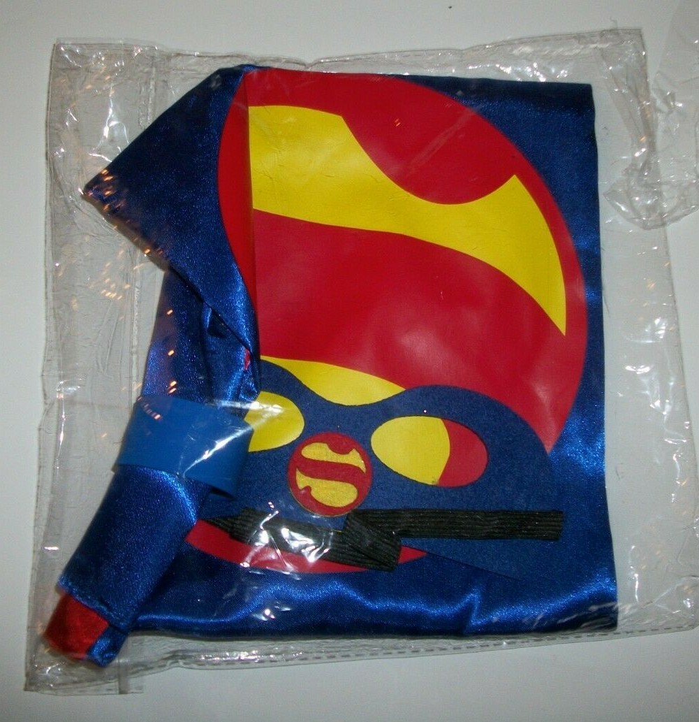 Superman Costume Mask & Cape Plus Snap Bracelet New Children one size Dress-Up