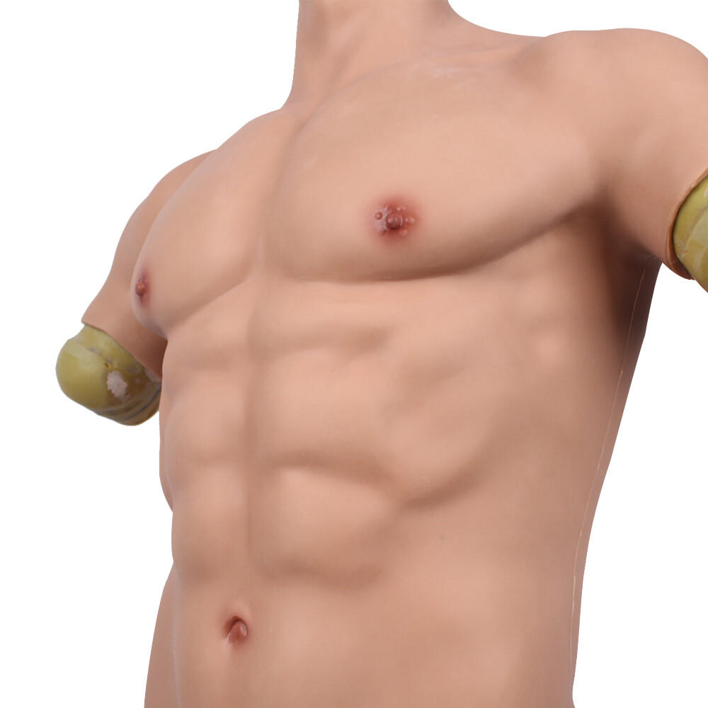 KnowU Breastplate Silicone Male Fake Chest Muscle Body Suit Cosplay Crossdresser