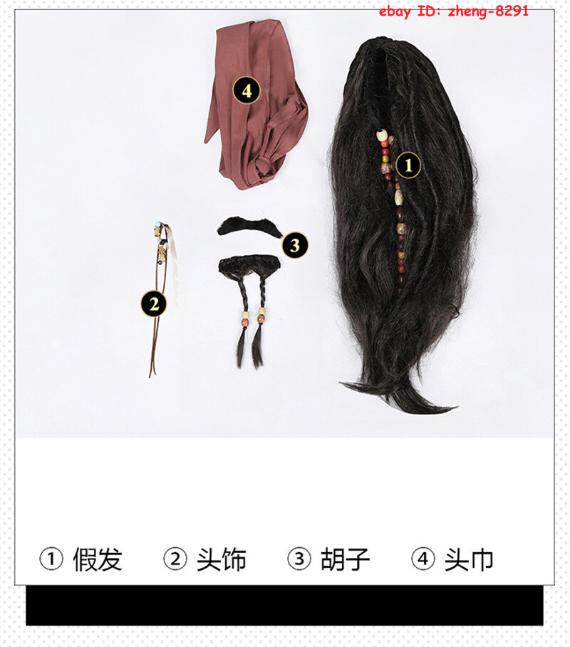 Pirates of the Caribbean Jack Sparrow Cosplay Costume Outfit Halloween Suit Shoe