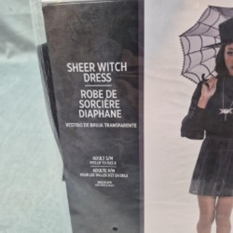 Sheer Witch Gothic Dress Adult Halloween Costume Size S/M Black New