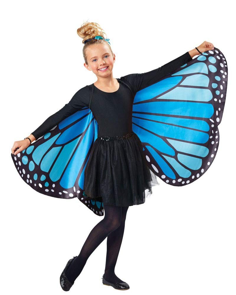 Kids Monarch Butterfly Cape Wings, Blue, One Size
