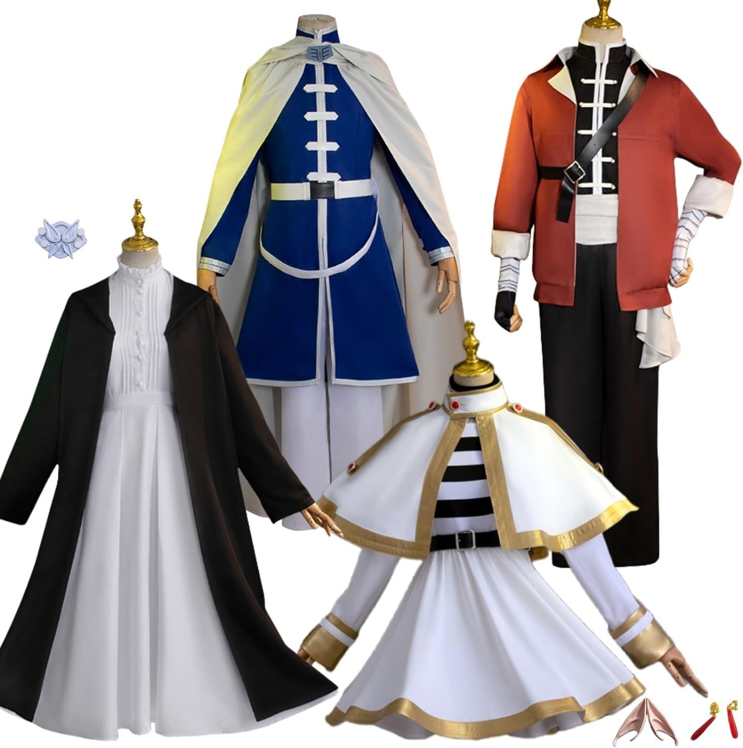 Frieren 6character uniform Wig Weapon Halloween Frieren Cosplay Costume fullset