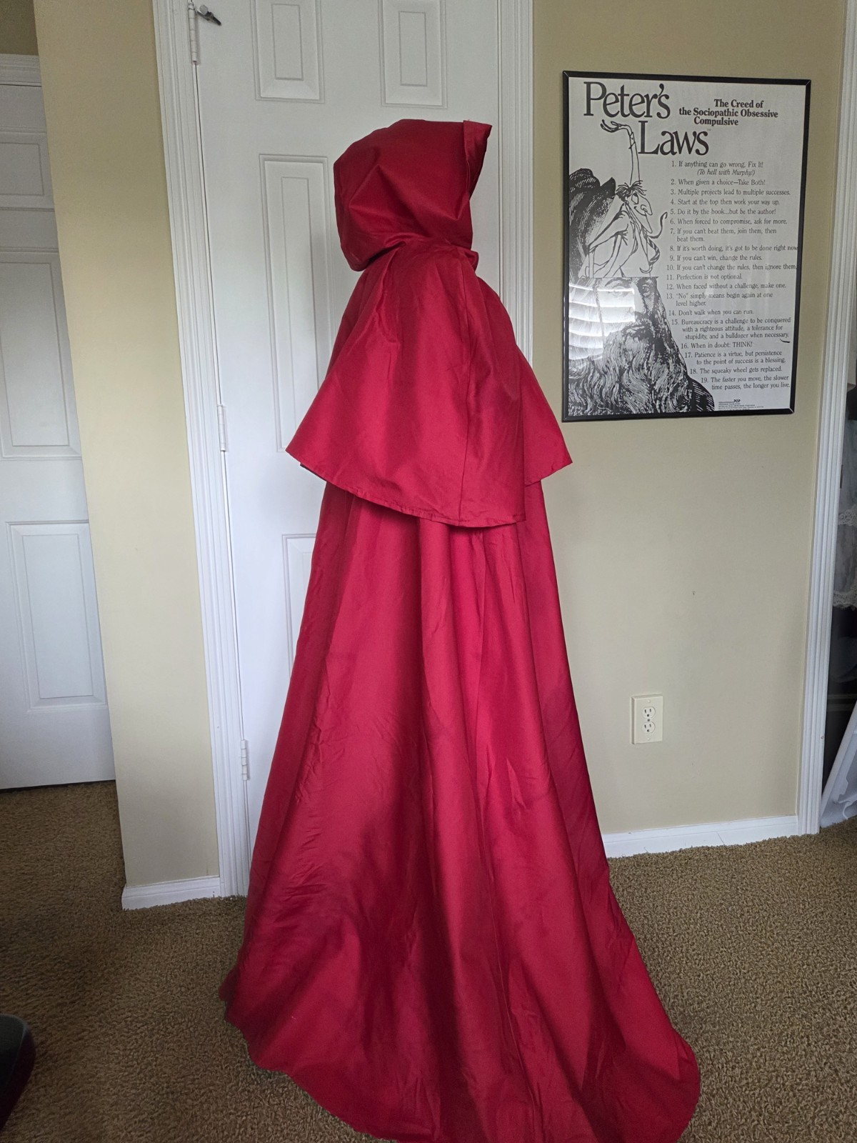 Handmade Red Cardinals Robe With Hood Rennaissance Costume One Size