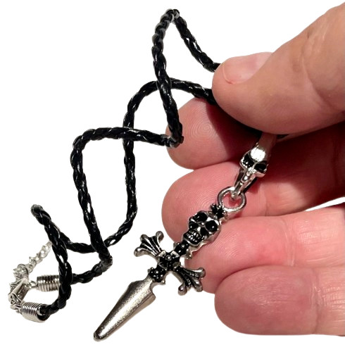 PIRATE NECKLACE Adult Pendant Charm Costume Jewelry Buccaneer Cross Skull Biker