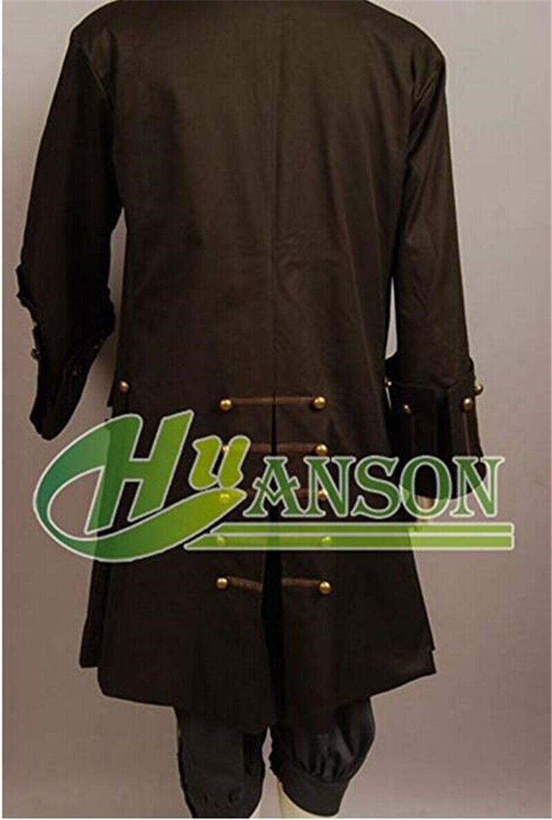 Pirates of the Caribbean Jack Sparrow Cosplay Costume Outfit Coat Full Suit Hot