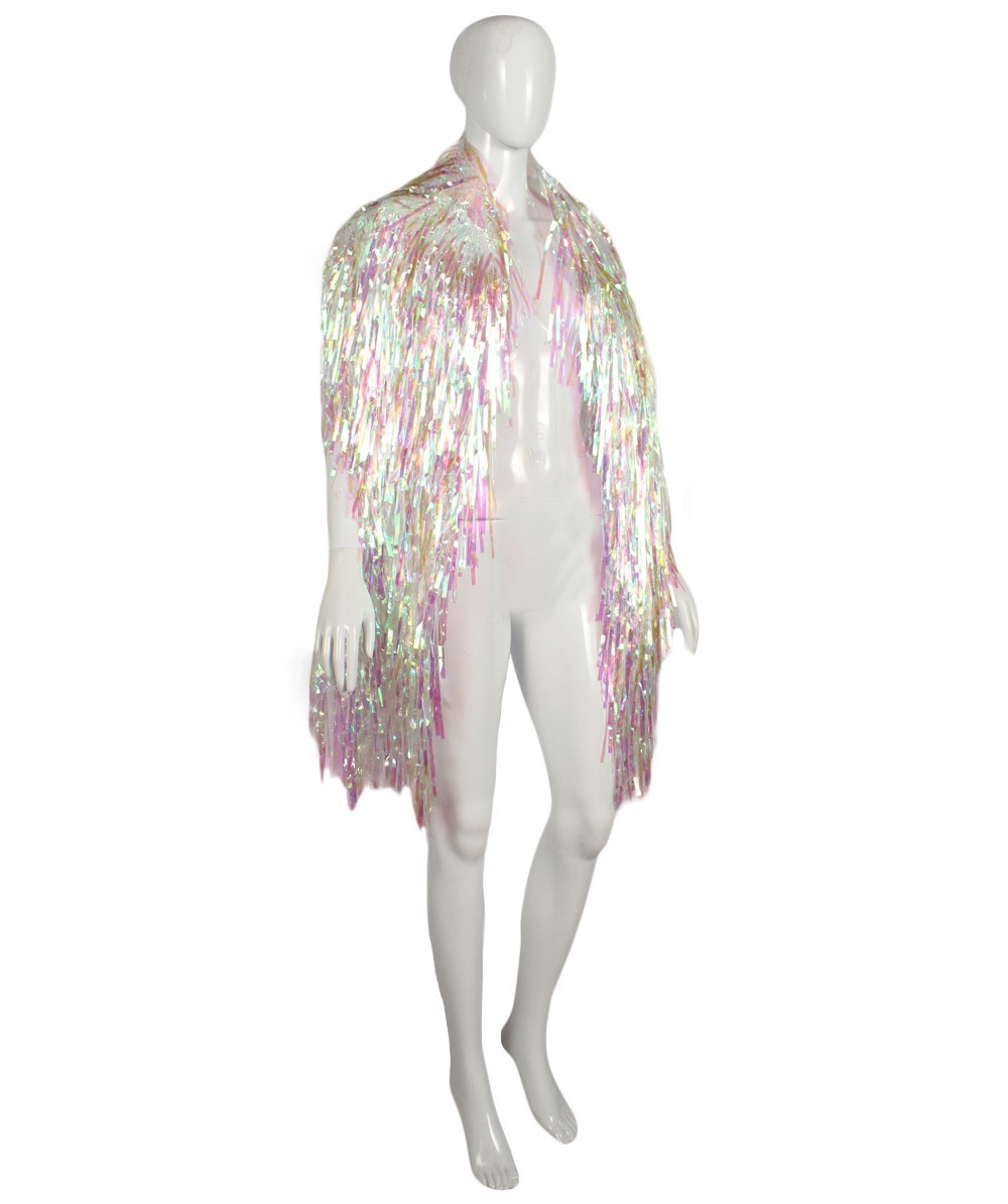 HPO White Halographic Unisex Tinsel Jacket Costume