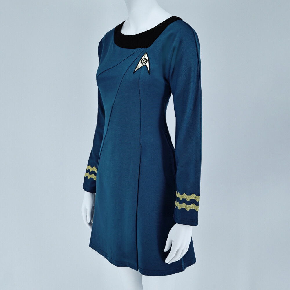 Cosplay TOS Female Duty Uniforms The Original Series Blue Gold Red Dress Costume