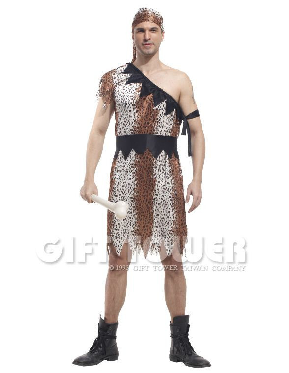 Men’s Cave Man Funny Halloween Costume One Size (Fits S, M, L)