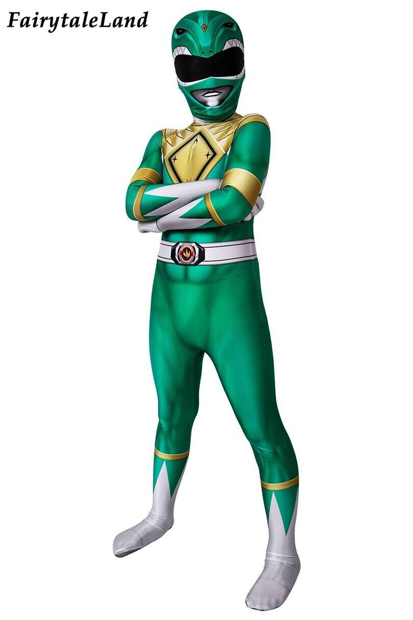 Dino Rangers Cosplay Outfit Green Ranger Uniform Kid Bodysuit Halloween