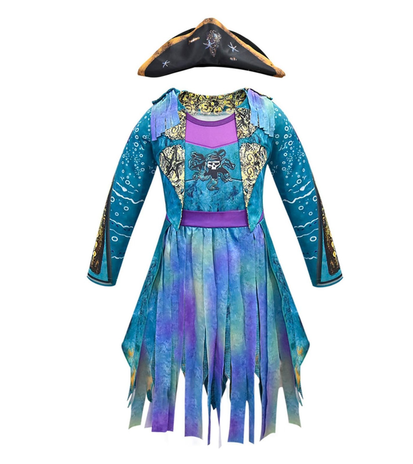 Girls Halloween Pirate Dress Up Costume – Uma Cosplay Outfit for Birthday Partie