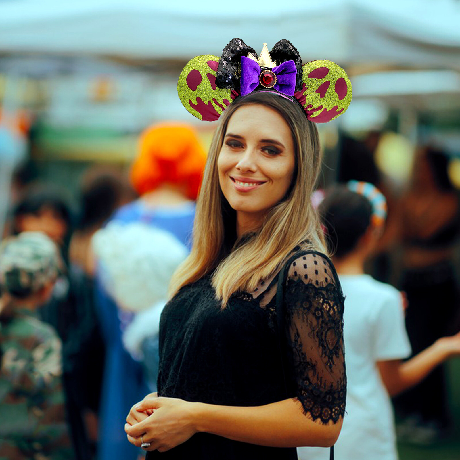 Disney~Parks Poison Apple Ears Snow White Evil Queen Mickey Bow Ears Headband