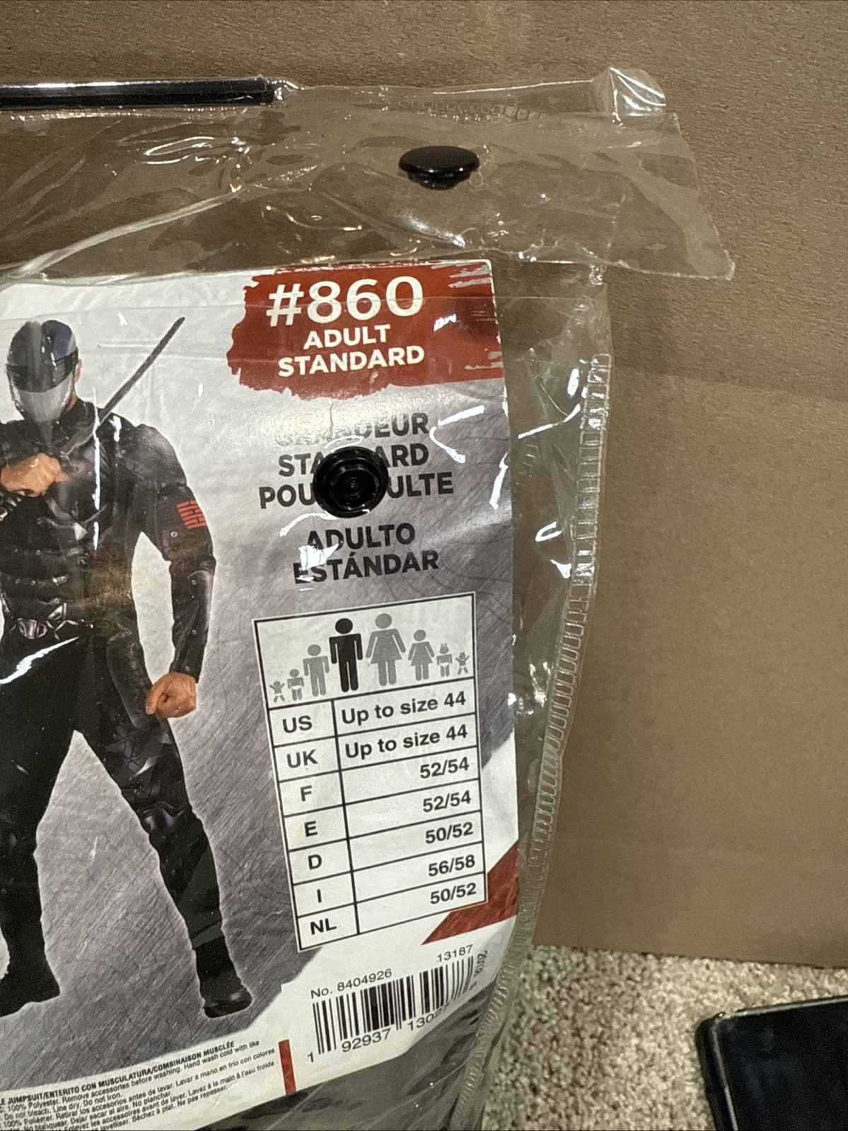 Snake Eyes G.I. Joe Origins Dress Up Halloween Adult Regular 2 Piece Costume NWT