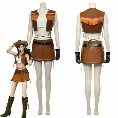 Final Fantasy VII Remake Tifa Lockhart Cosplay Costume The Cowboy Suit Outfit/