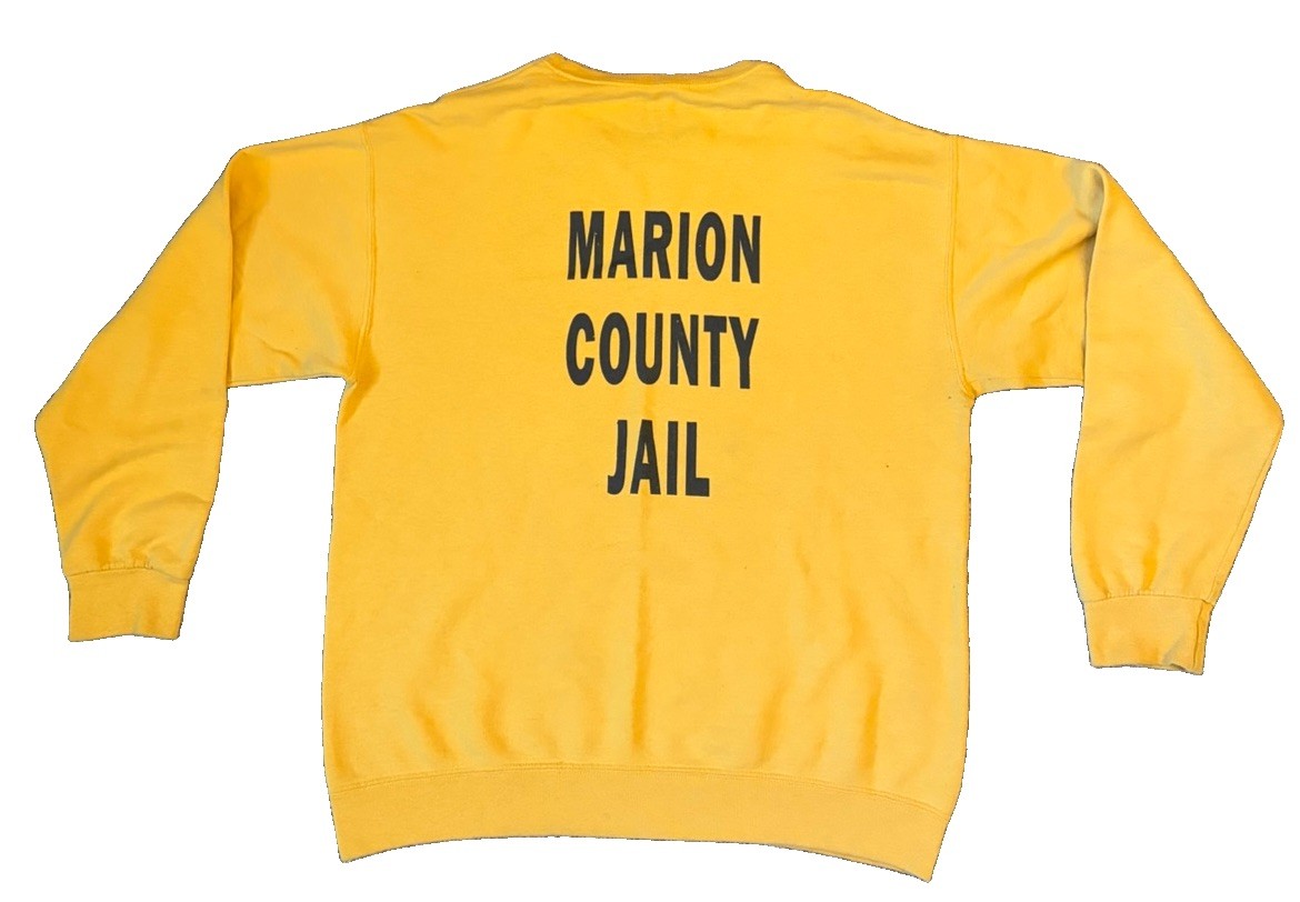 Authentic Bob Barker Marion County Jail Yellow Crewneck Sweater Uniform Inmate L