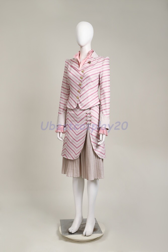Glinda Costume Wicked Cosplay Suit Handcrafted Striped Outfit