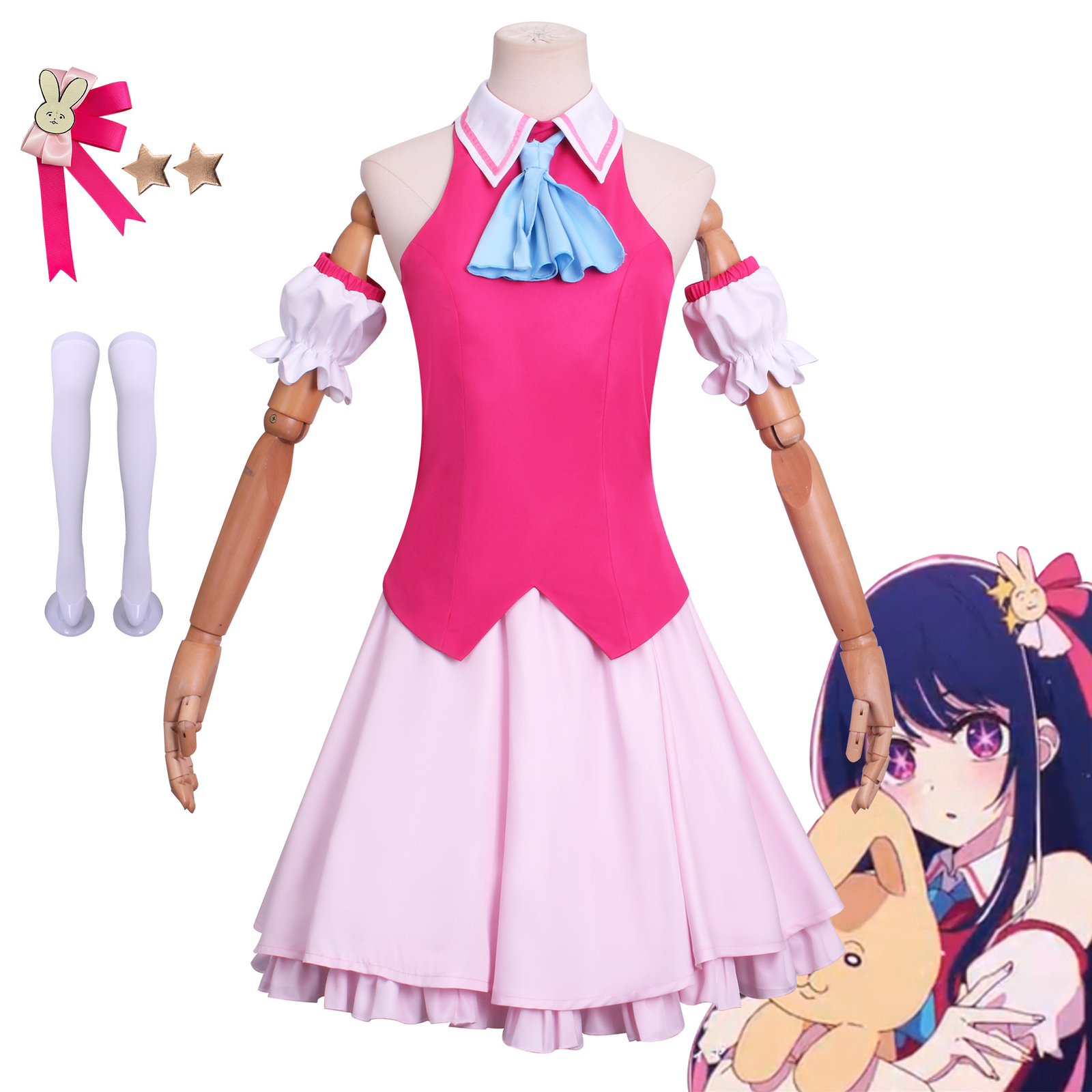 Cosplay Oshi no Ko Ai Hoshino Wigs Dress Halloween Carnival Suits Costume Pink