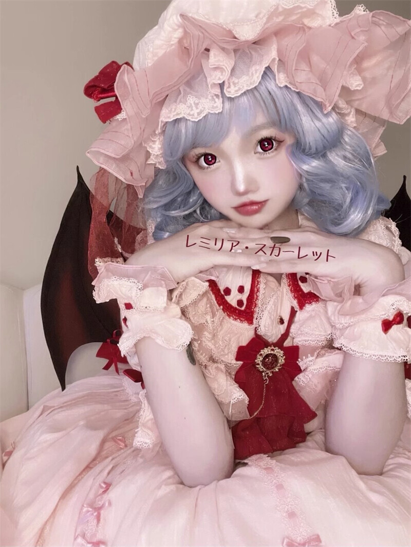 TouHou Project Remilia Scarlet Cosplay Dress Women Costume Girl Pink Outfit
