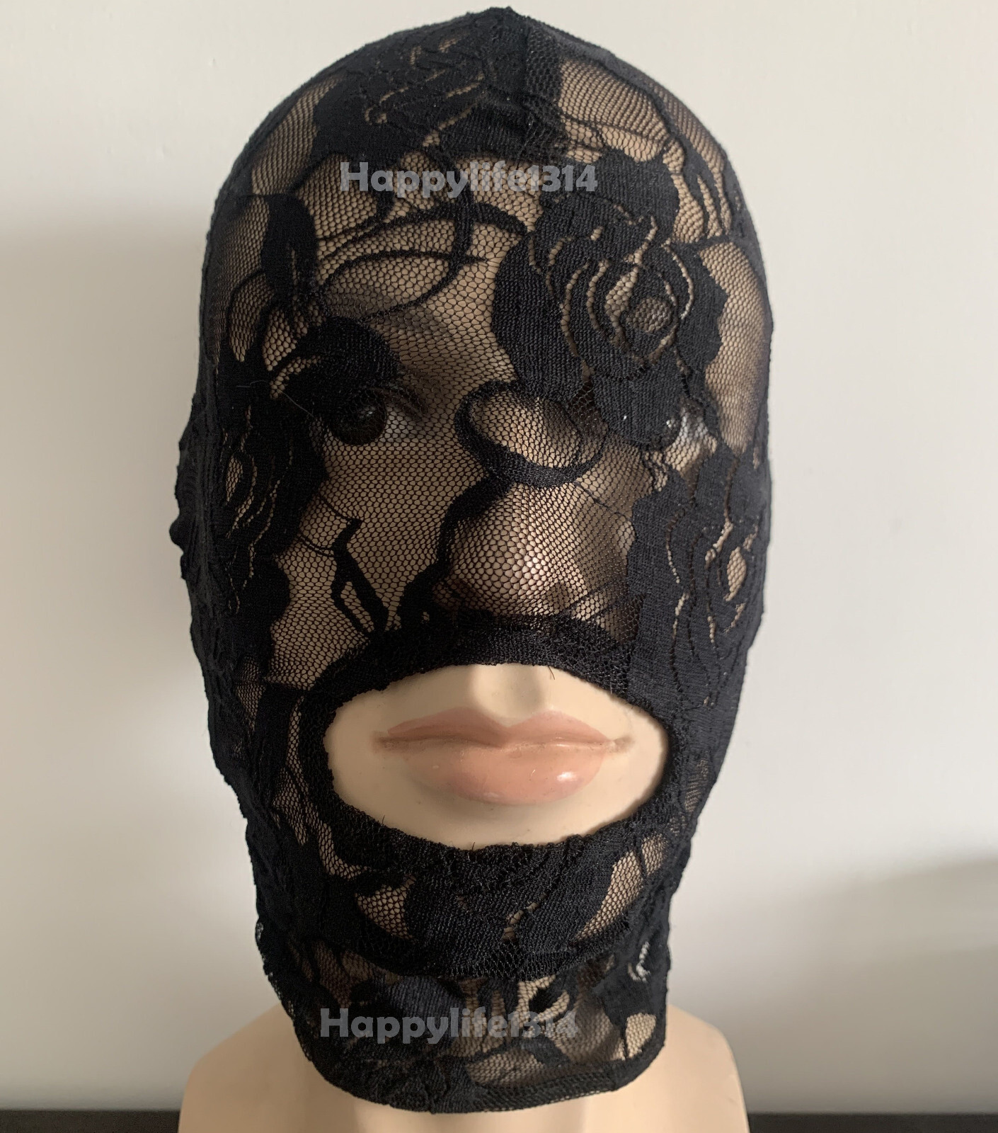 Halloween Black/white/Red Lace Mask Hood Open Mouth Role Play Cosplay Mask