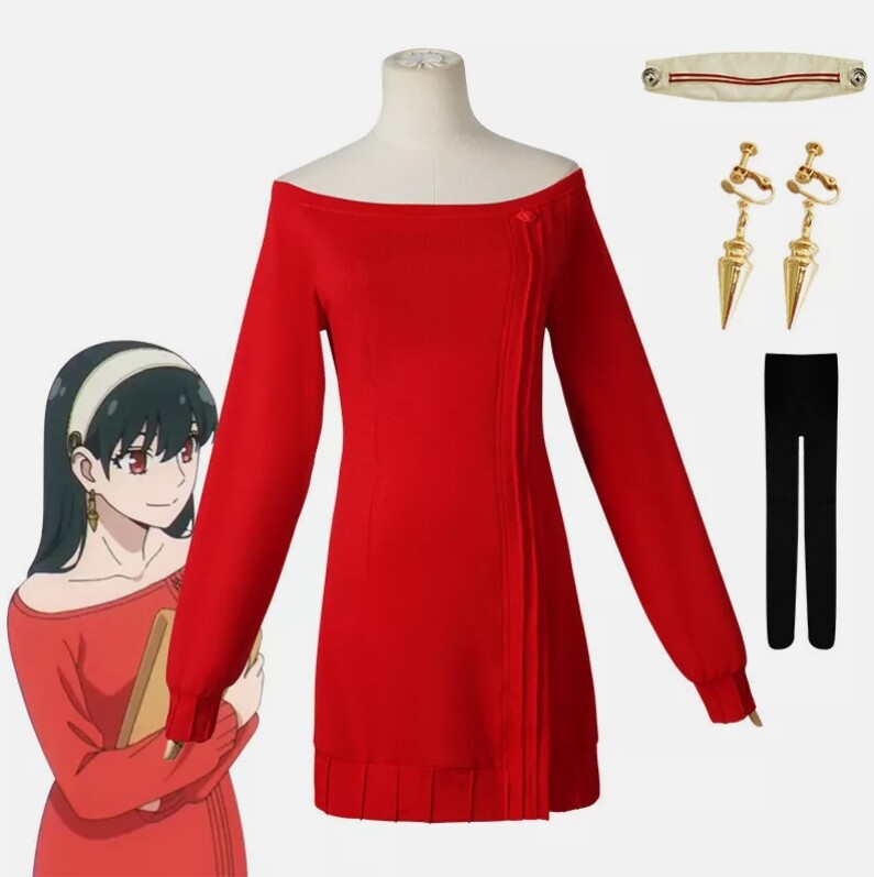 SPY×FAMILY Yor Forger Cosplay Sweater Leggings Earrings Full Outfit Wigs Costume