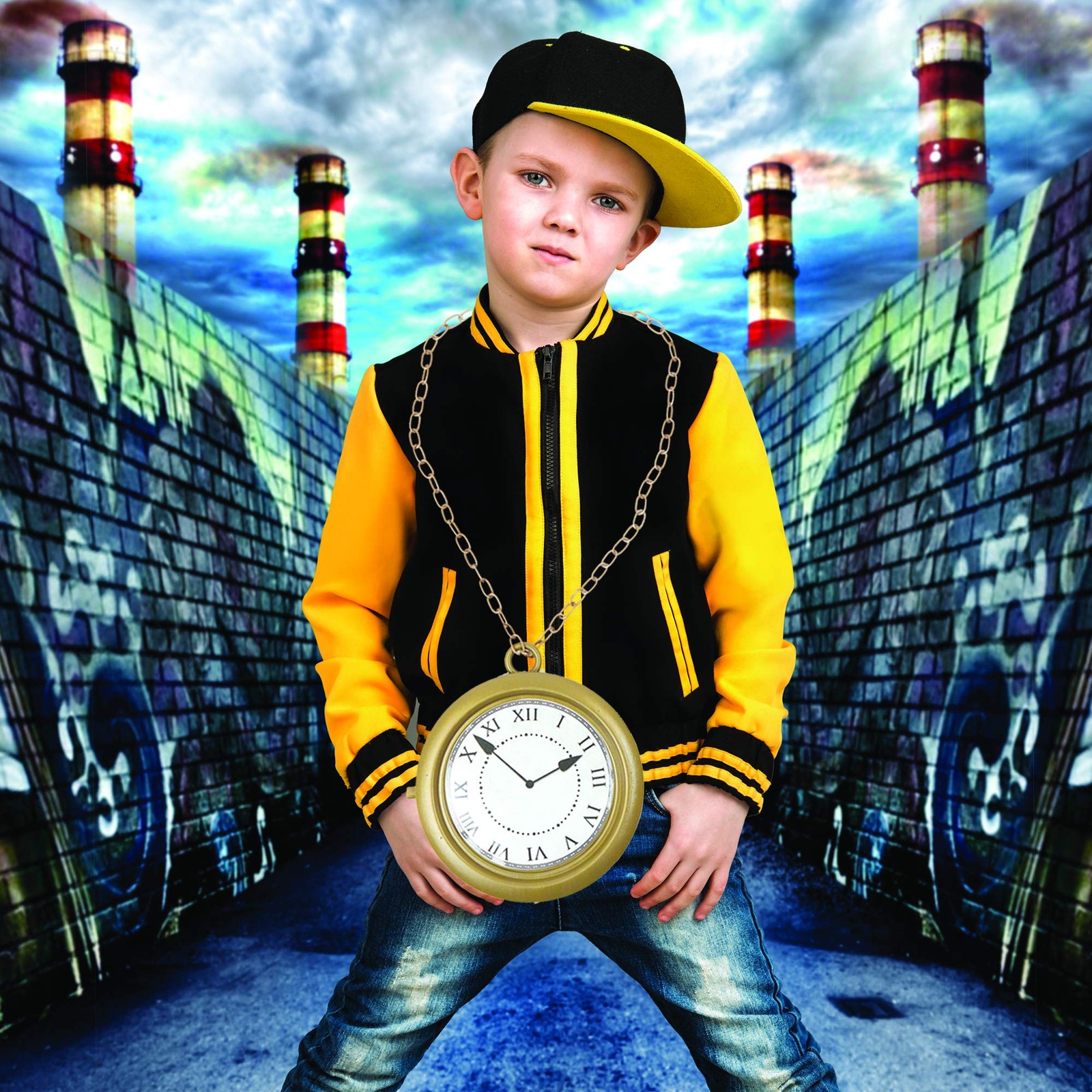 Flavor Flav Inspired Jumbo Clock Necklace – Hangs 8 Inches with 35-Inch Chain