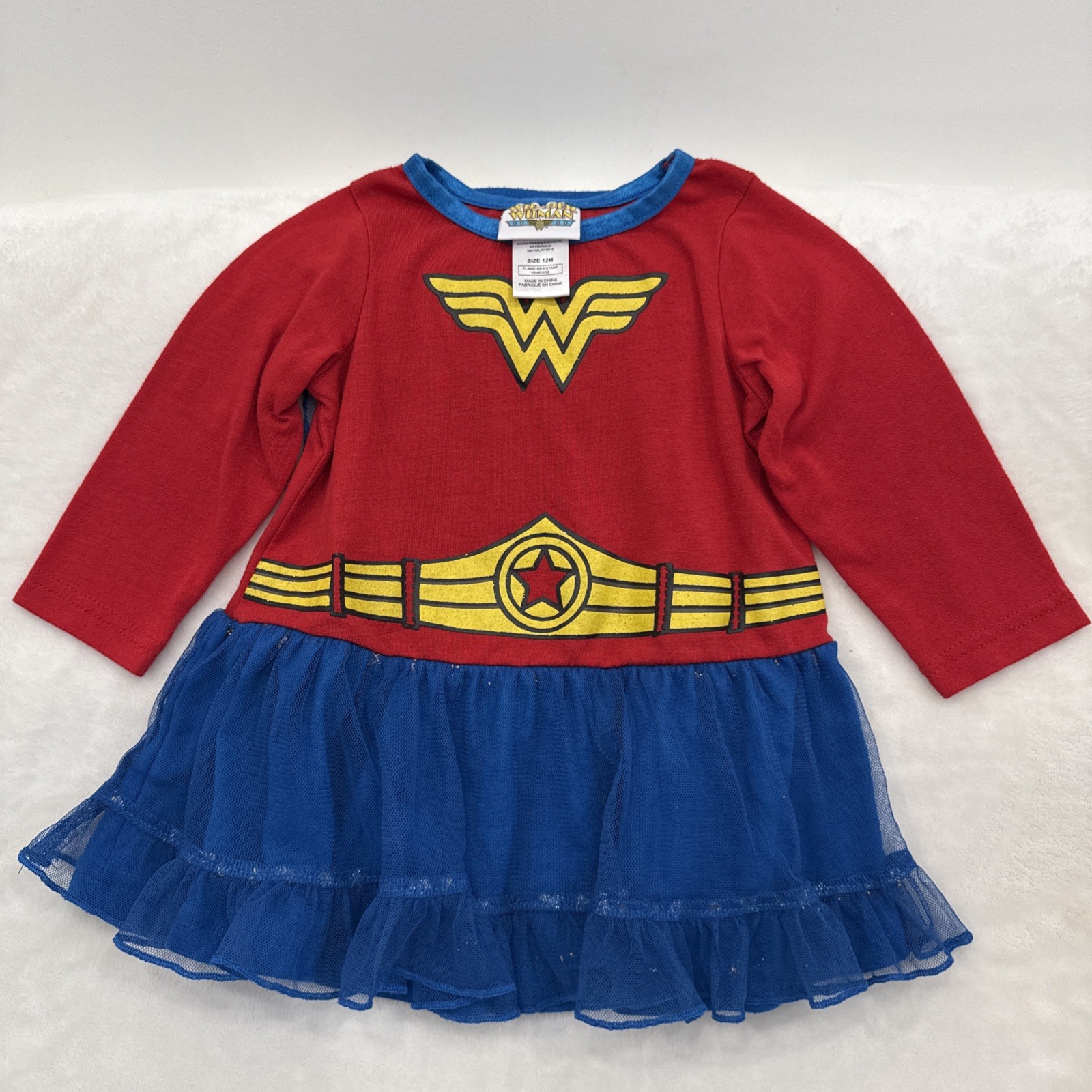 Wonder Woman Toddler Tutu Dress WW Star Logo Long Sleeve 12 Months