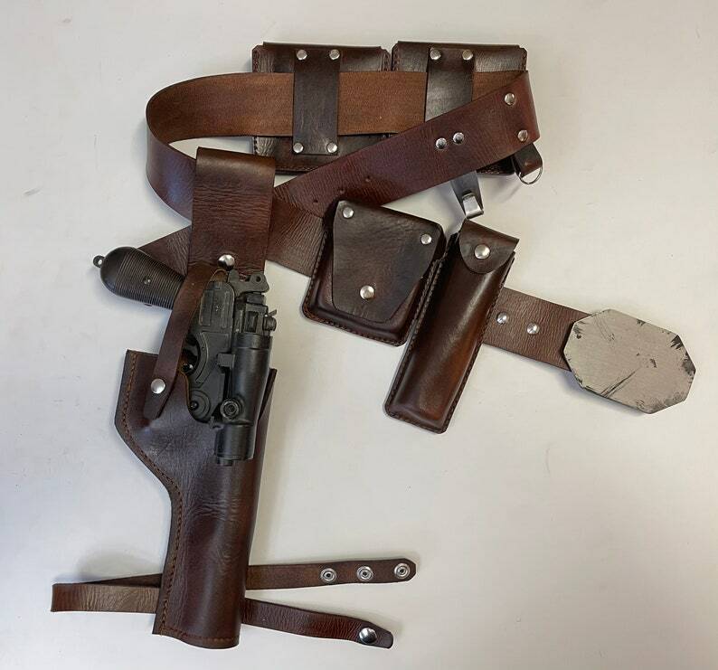 DL-44 Bespin Luke Skywalker ESB Holster, Belt, and pouches Rig in Dark Brown