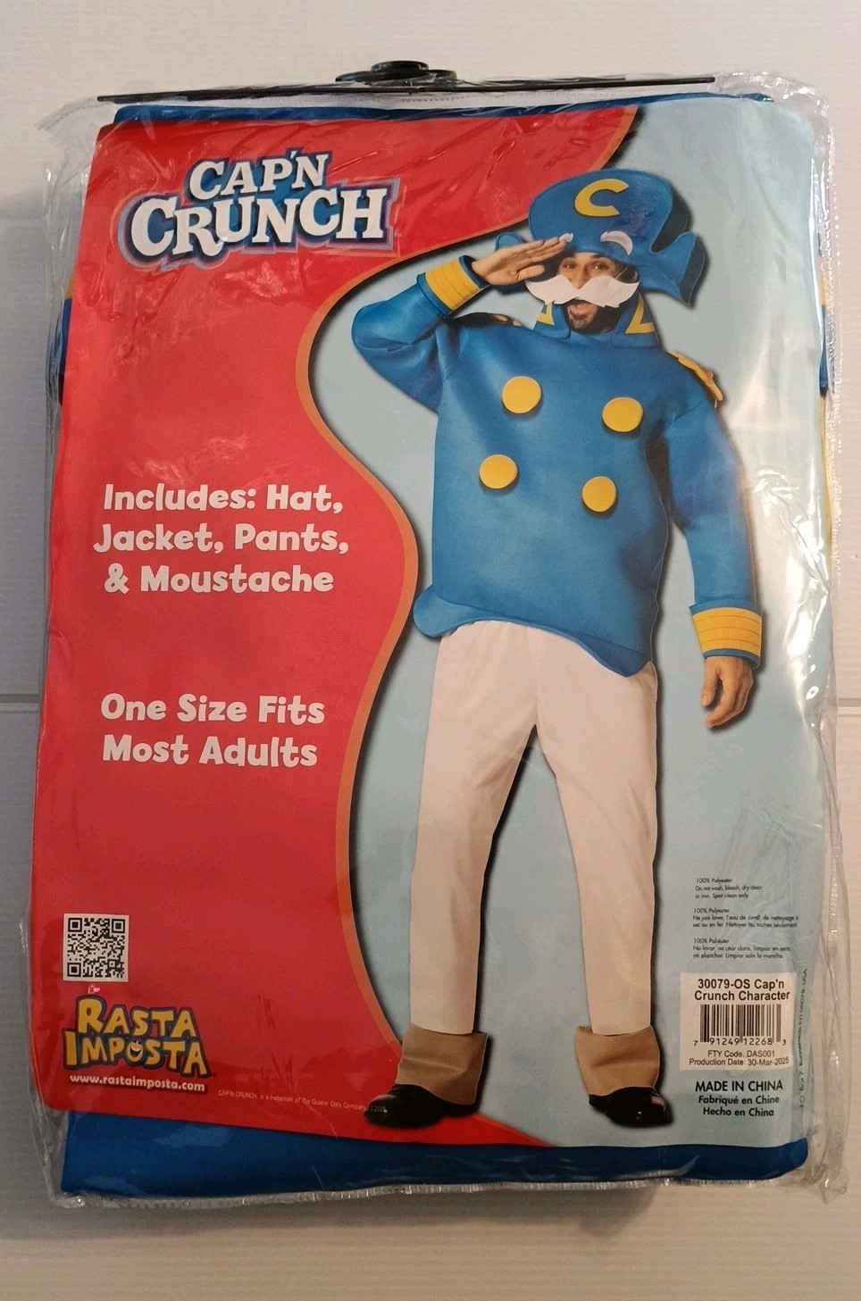 Cap’n Crunch Character Costume One Size Fits Most Adults By Rasta Imposta