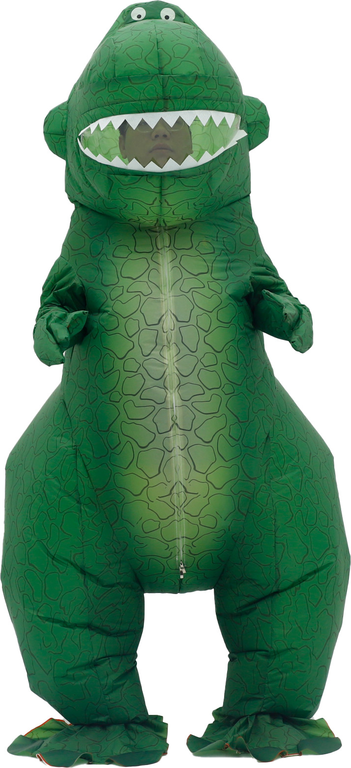 Cute Green T-rex Inflatable Costume Adult Blow Up Halloween Cosplay Party Outfit