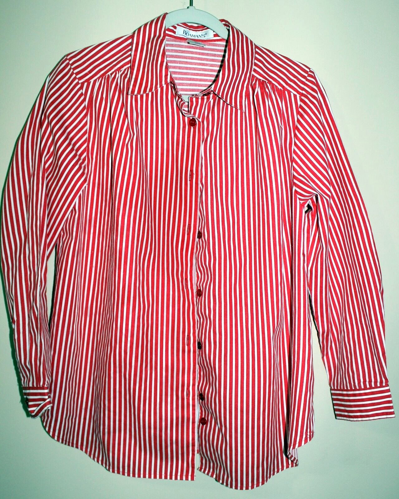 Womens Red and White Stripe Shirt – Sz. Sm.